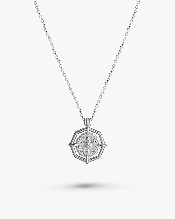316L octagon coin necklace #N97