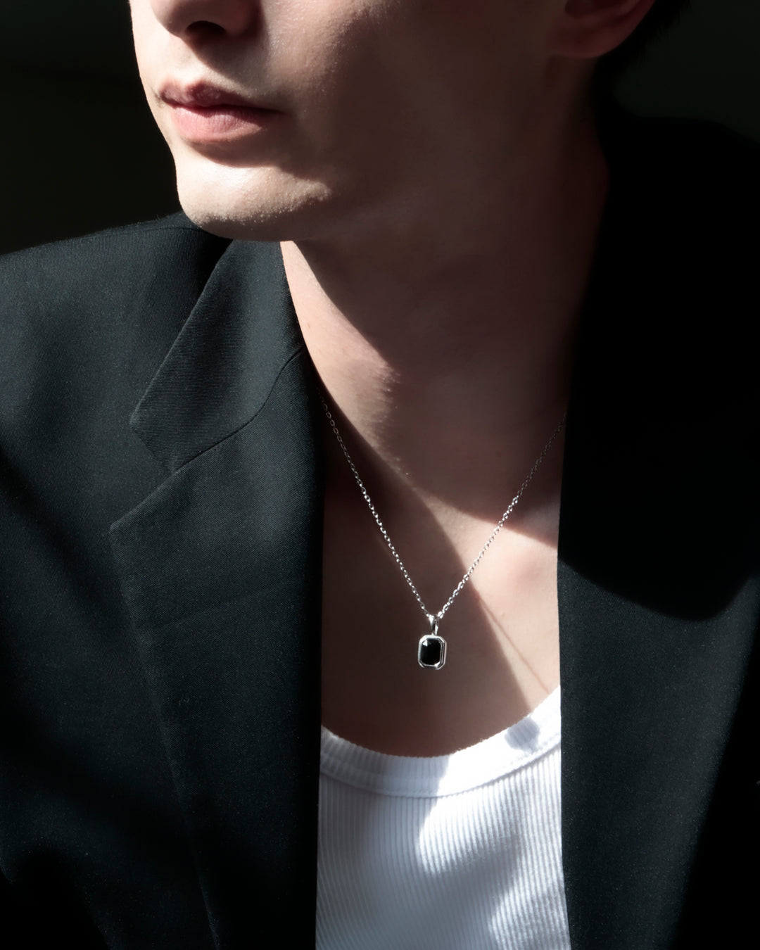 316L black stone necklace #N99