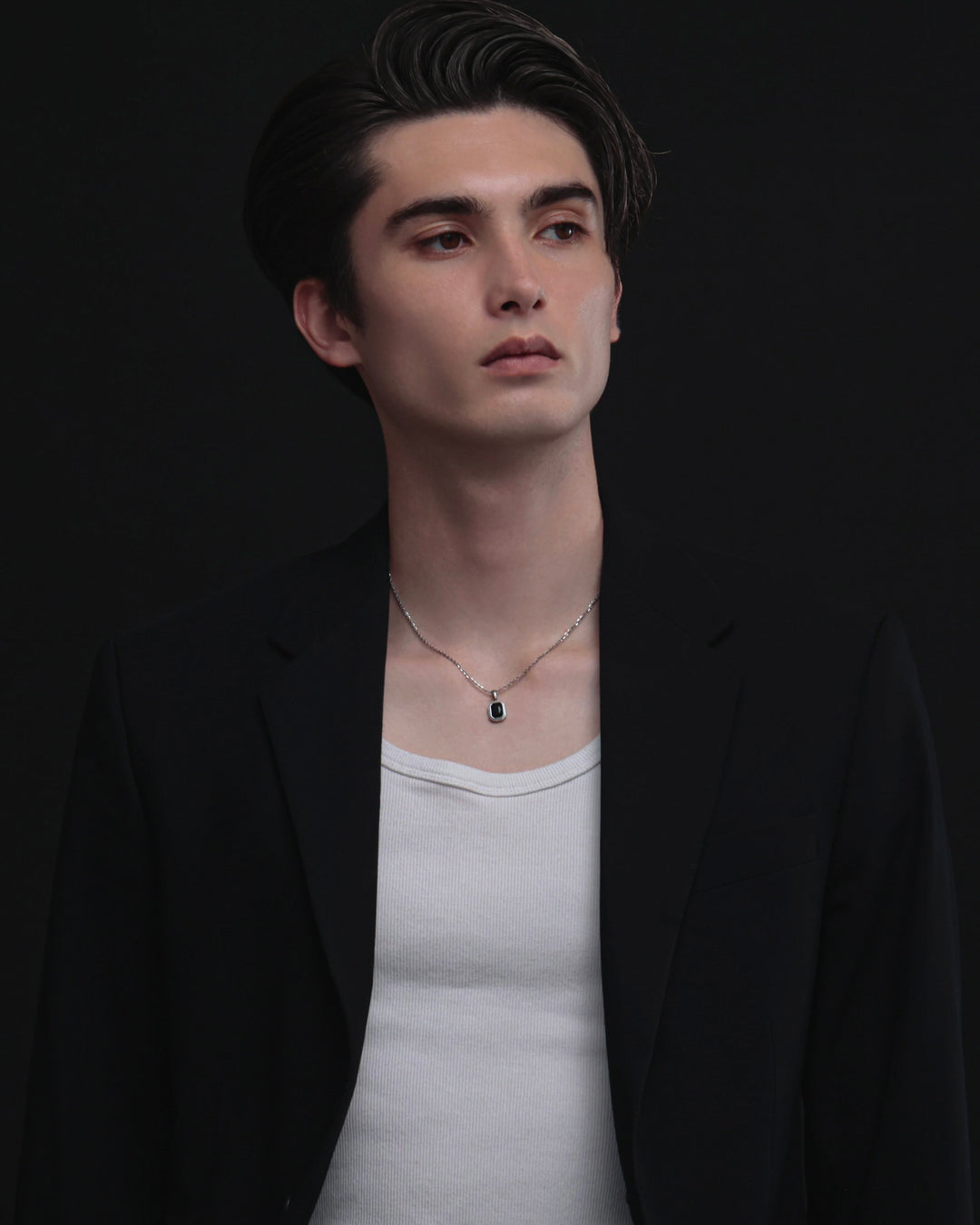 316L black stone necklace #N99