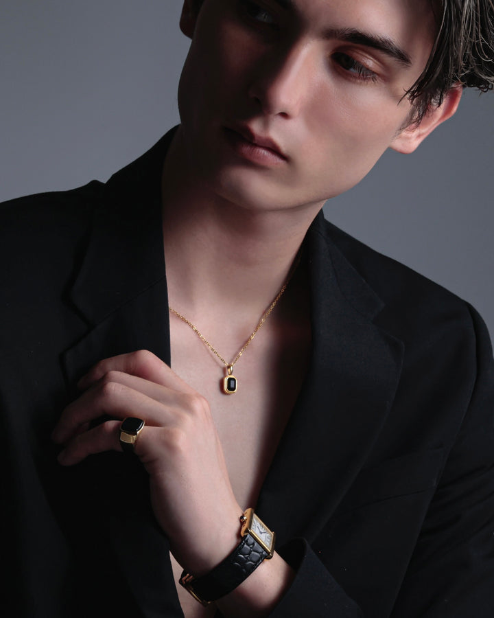 316L black stone necklace #N99