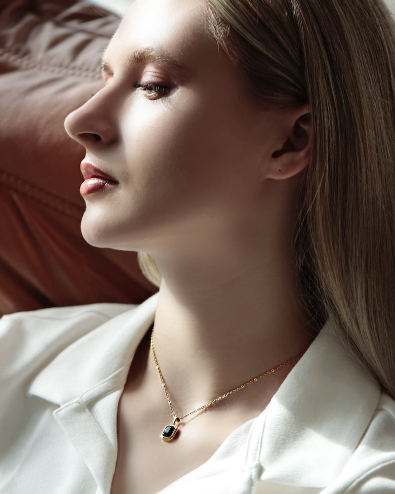 316L black stone necklace #N99