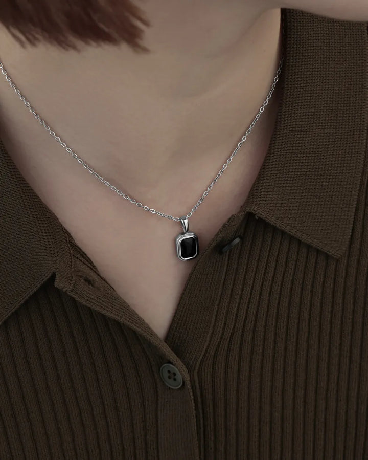 316L black stone necklace #N99