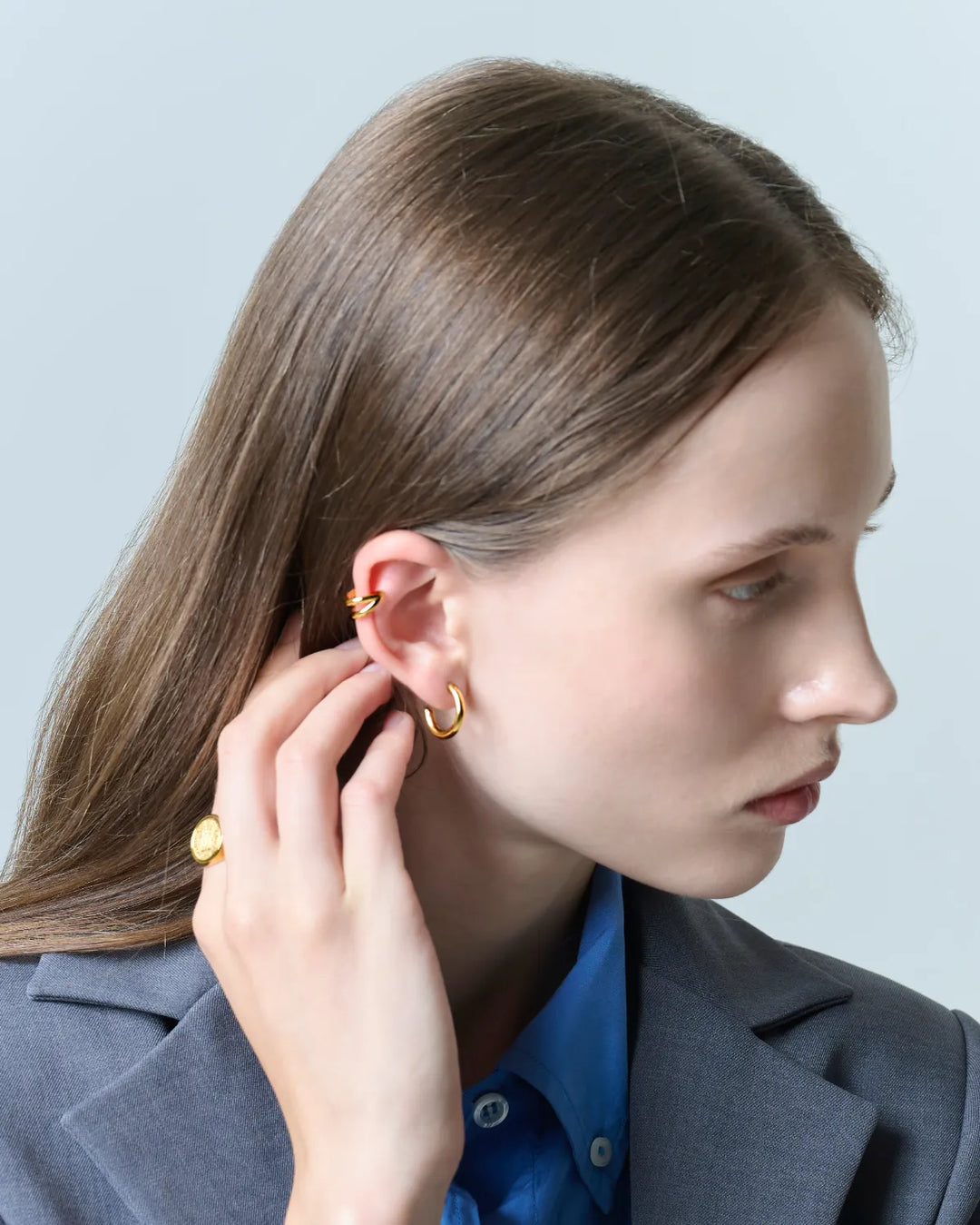 s925 double earcuff #P22