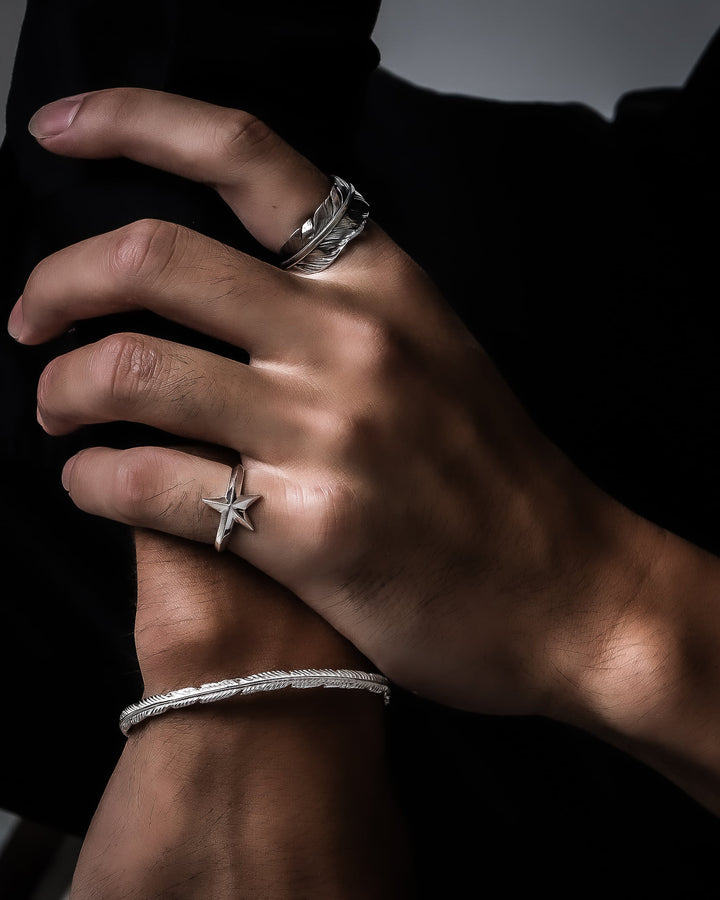 S925 fether ring #R04