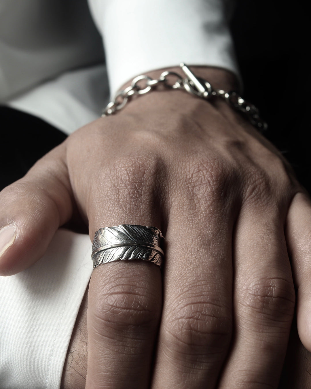 S925 fether ring #R04