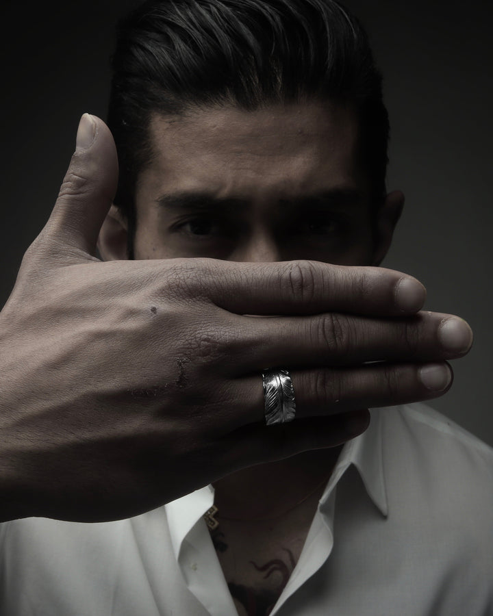 S925 fether ring #R04