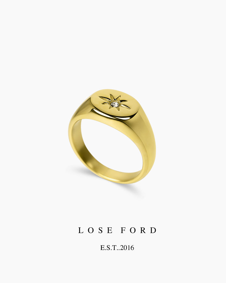 sun signet ring #R11