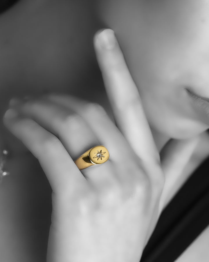 sun signet ring #R11