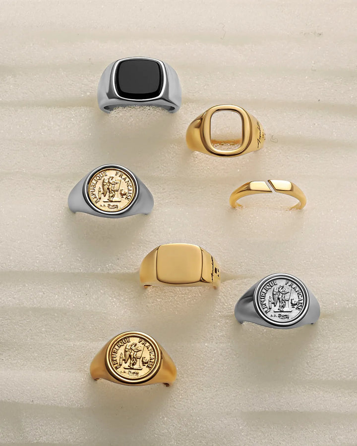 316L open signet ring #R48