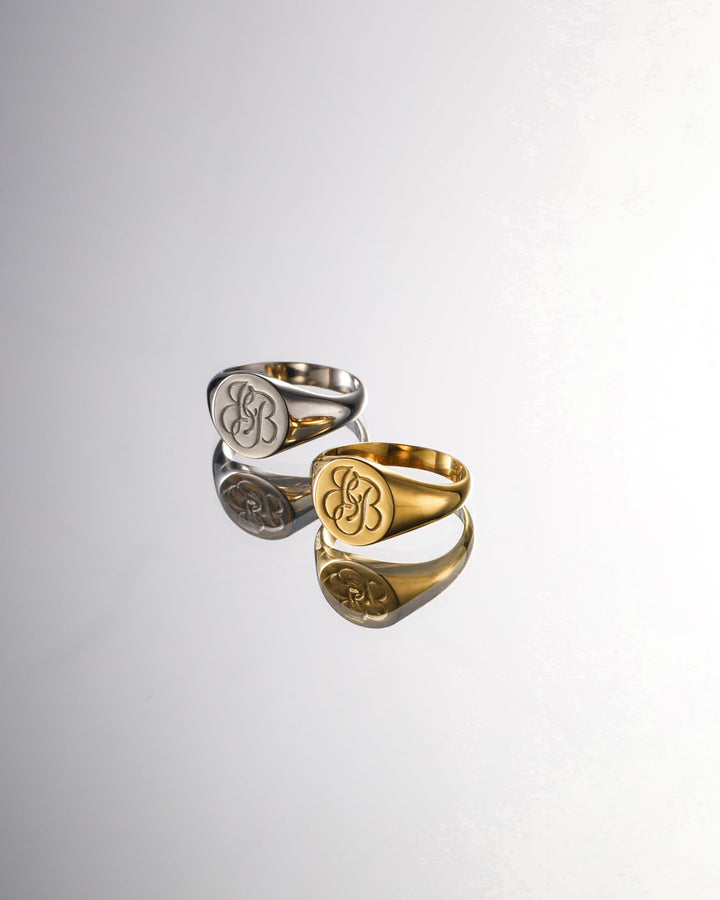 316L script signet  ring #R35