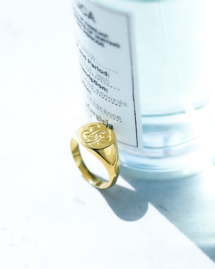 316L script signet  ring #R35