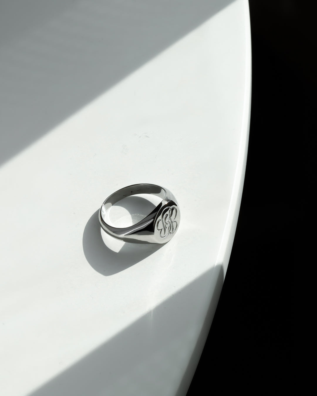 316L script signet  ring #R35
