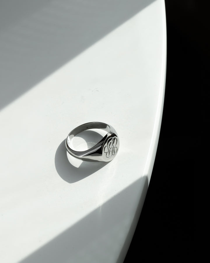 316L script signet  ring #R35