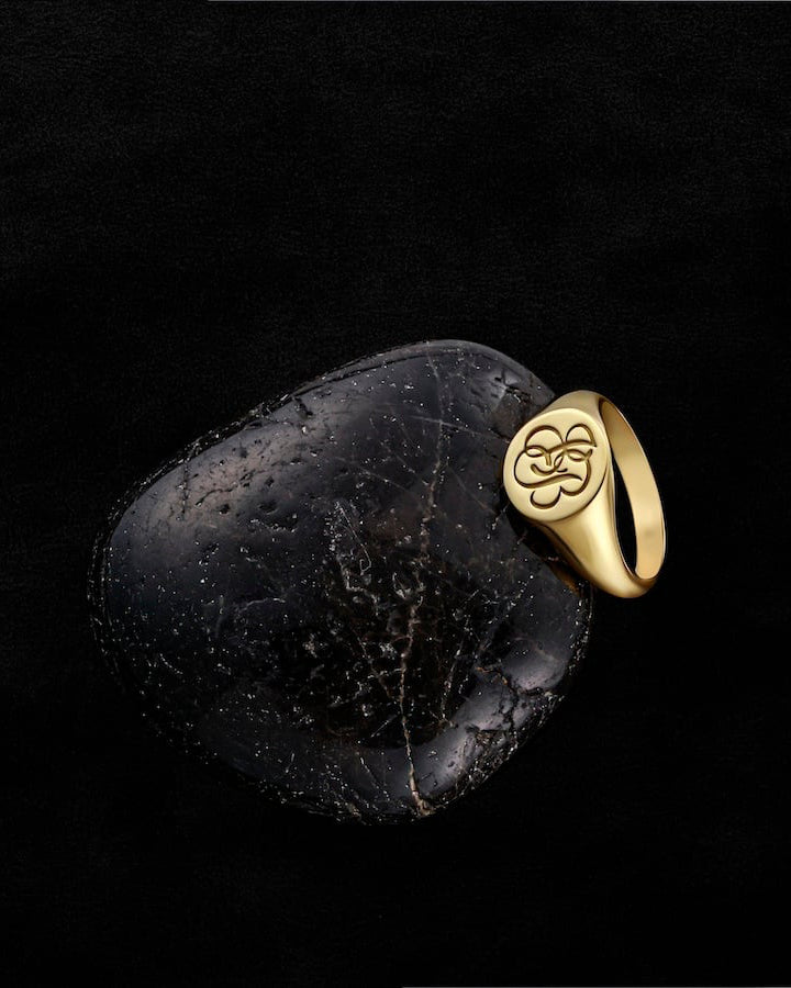 316L script signet  ring #R35