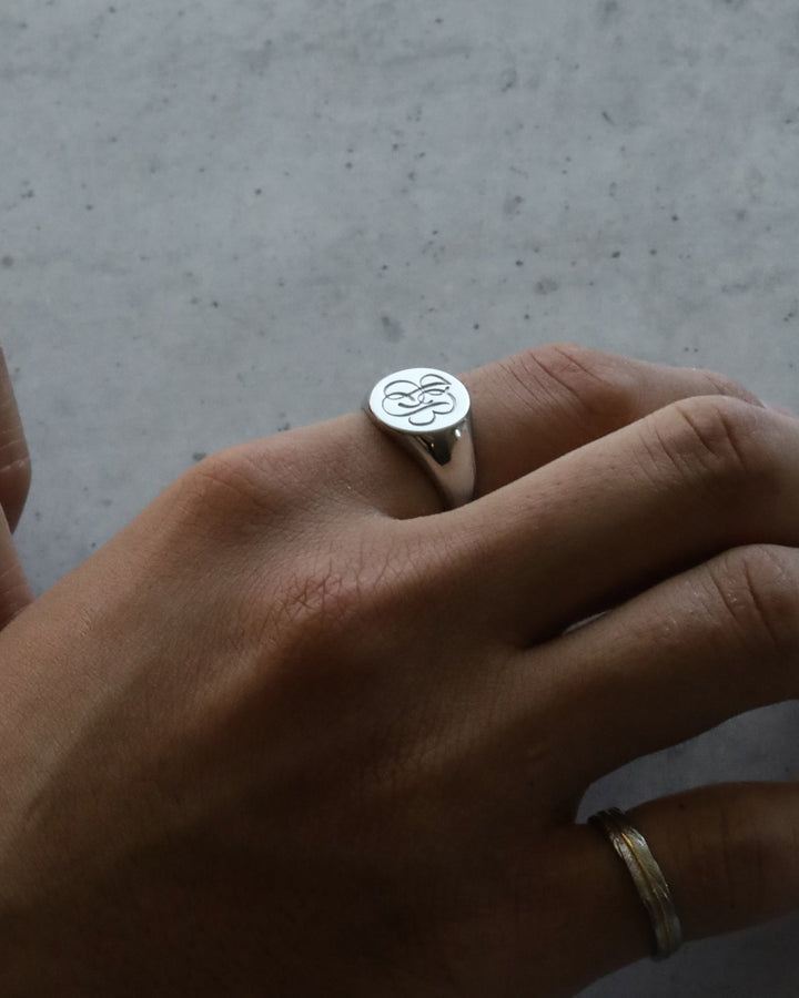 316L script signet  ring #R35