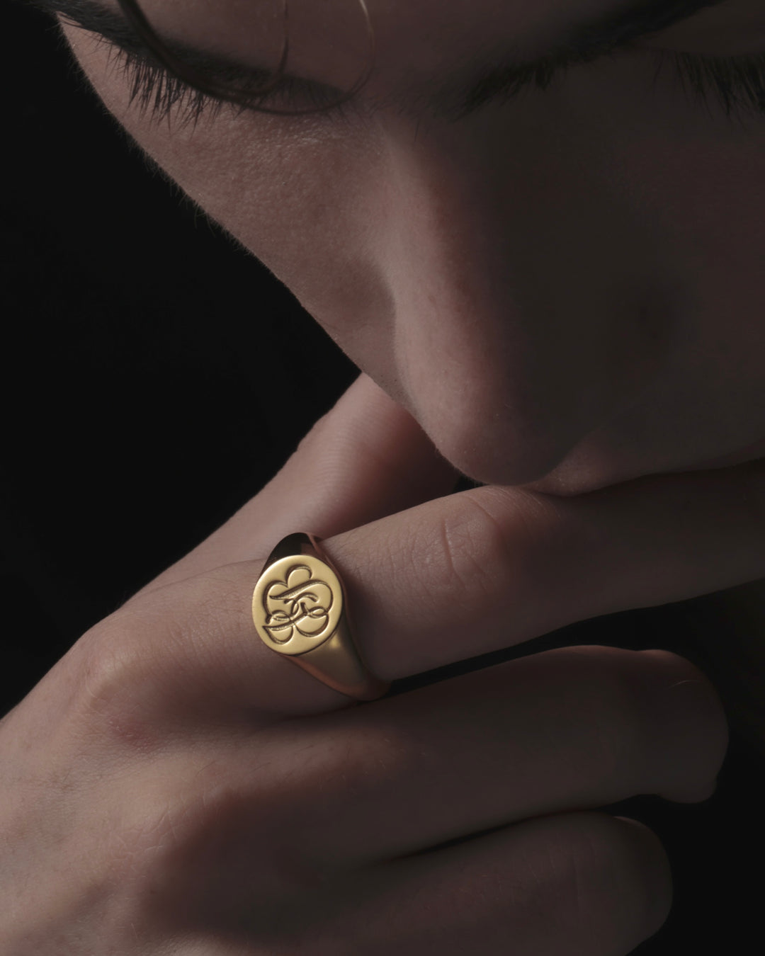 316L script signet  ring #R35