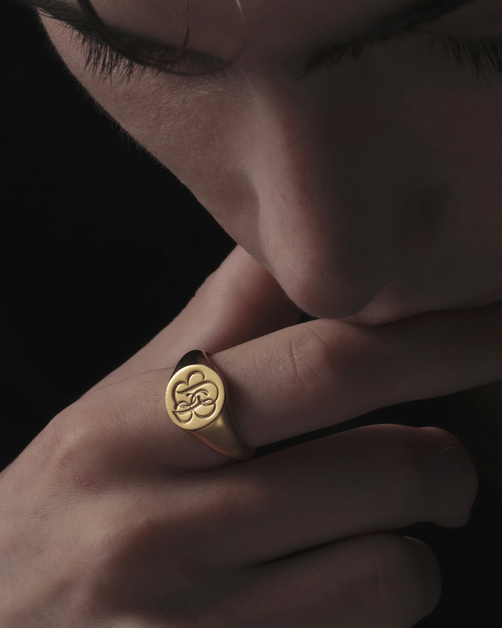 316L script signet  ring #R35