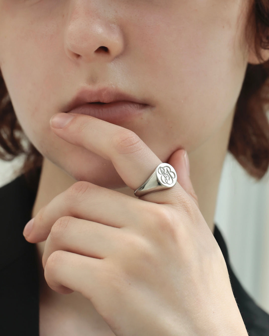 316L script signet  ring #R35
