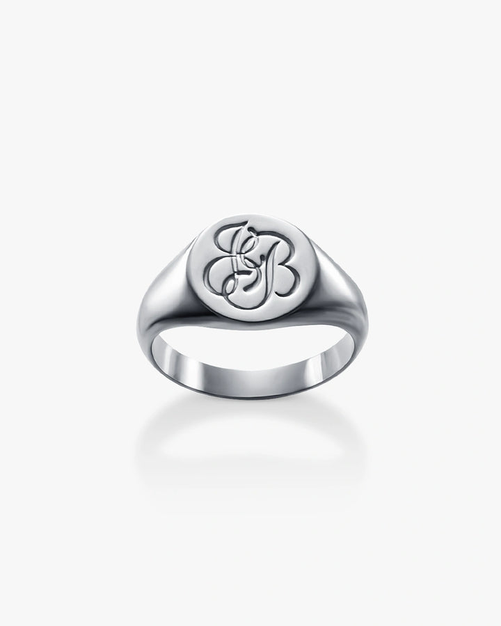 316L script signet  ring #R35