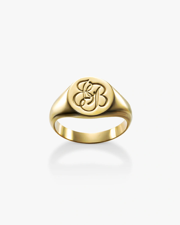 316L script signet  ring #R35