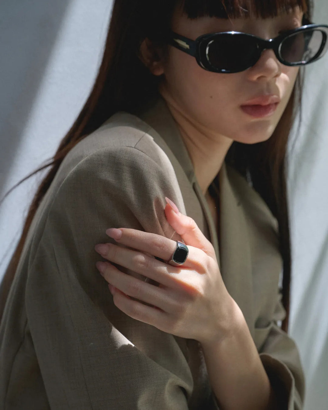 316L black signet ring #R45