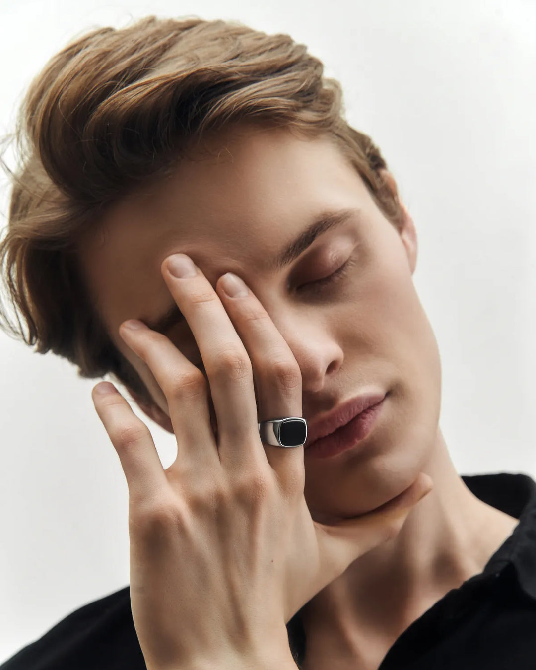 316L black signet ring #R45