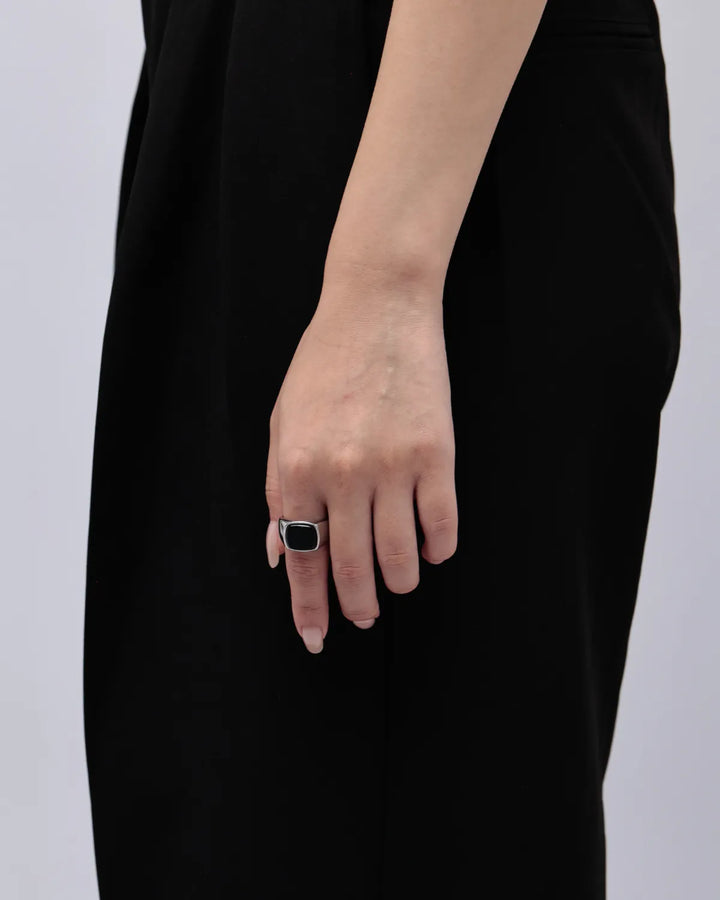 316L black signet ring #R45