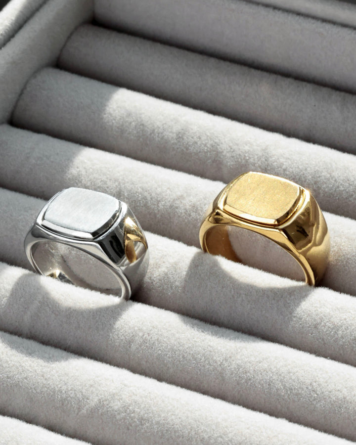 316L square signet ring #R47