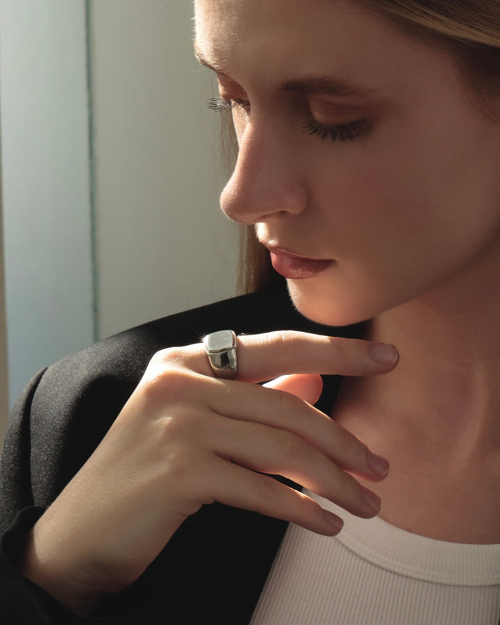 316L square signet ring #R47
