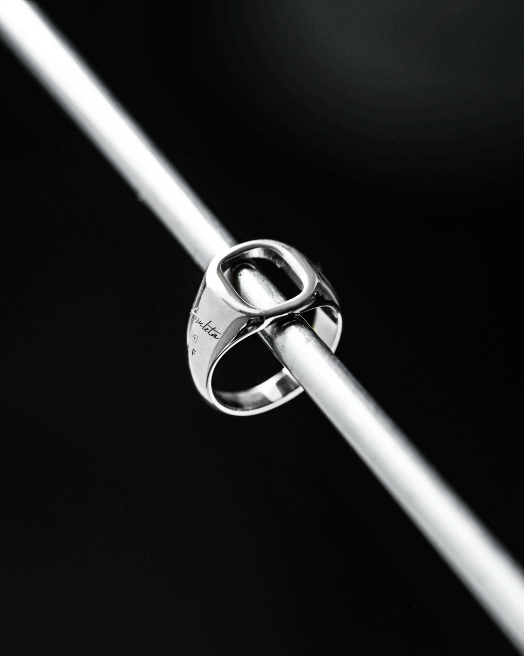 316L open signet ring #R48