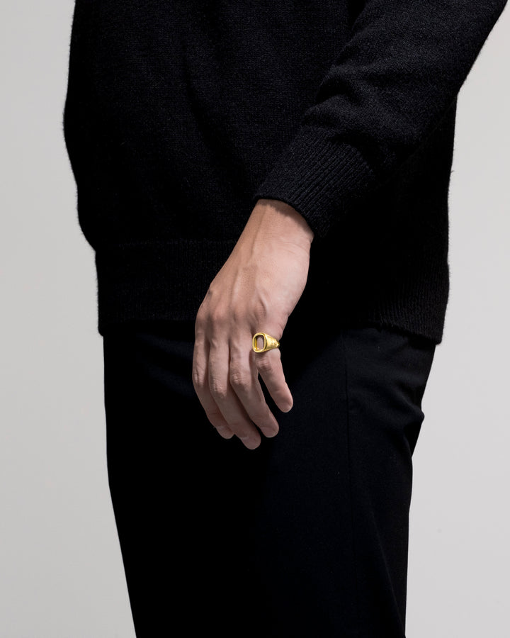316L open signet ring #R48