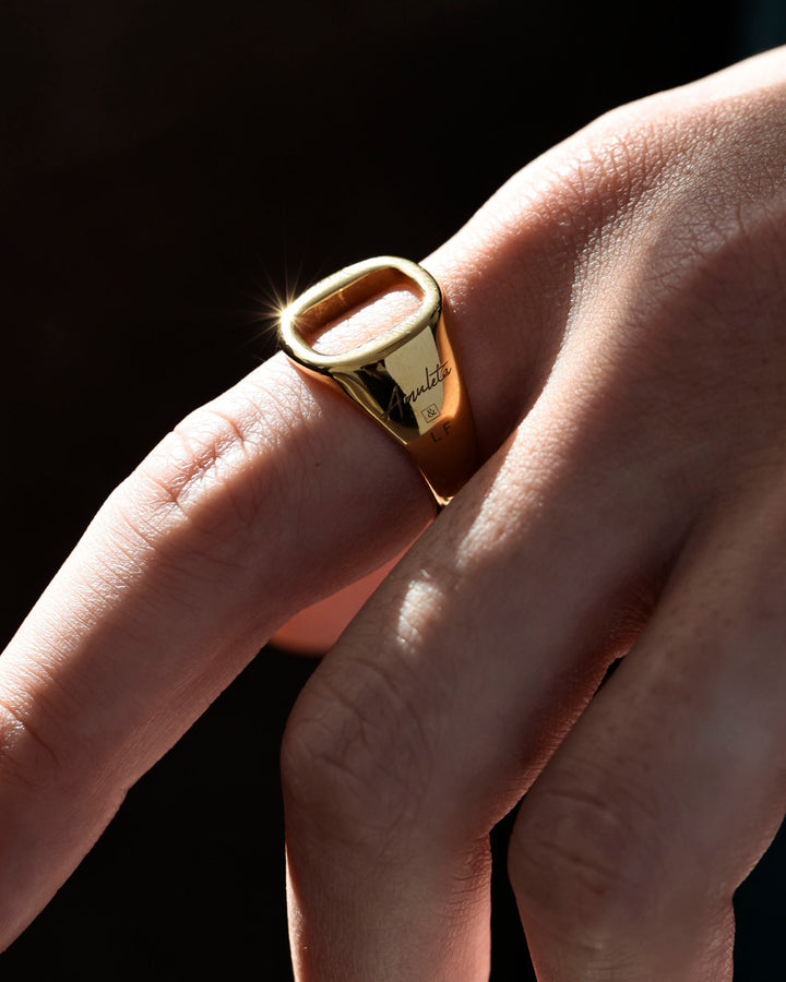 316L open signet ring #R48