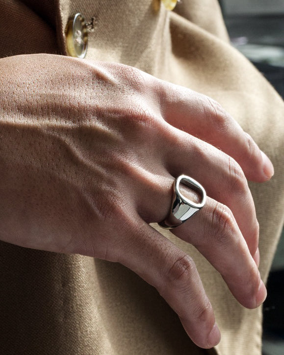 316L open signet ring #R48
