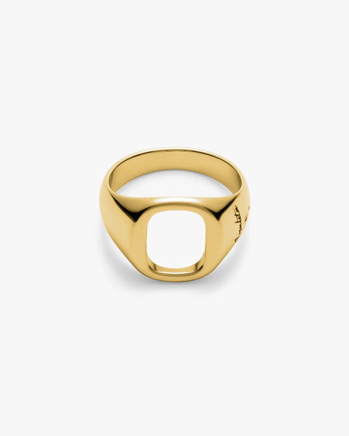 316L open signet ring #R48
