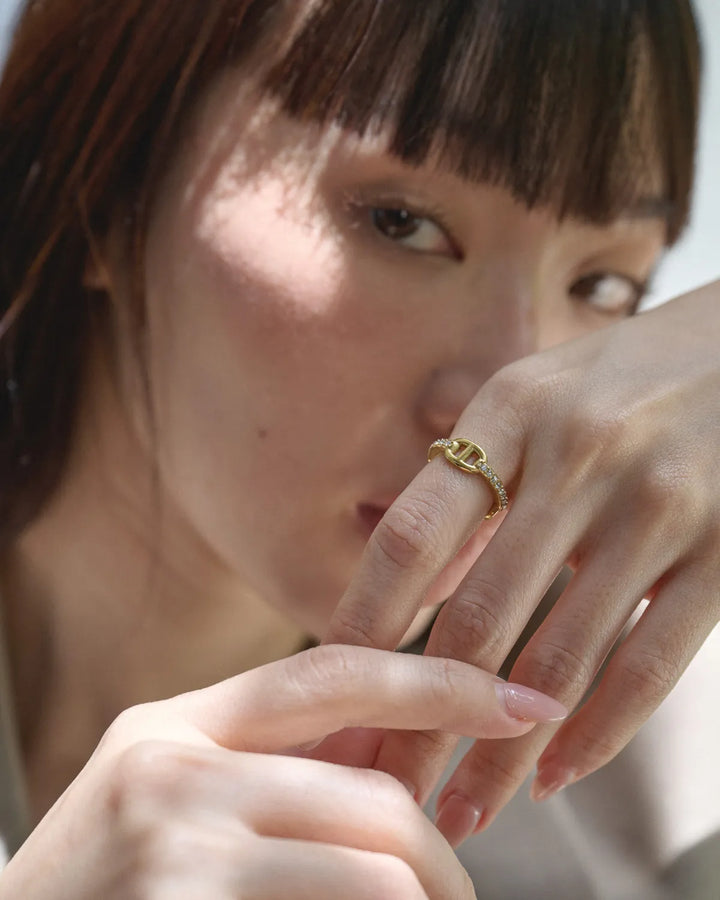 s925 zirconia anchor ring #R62