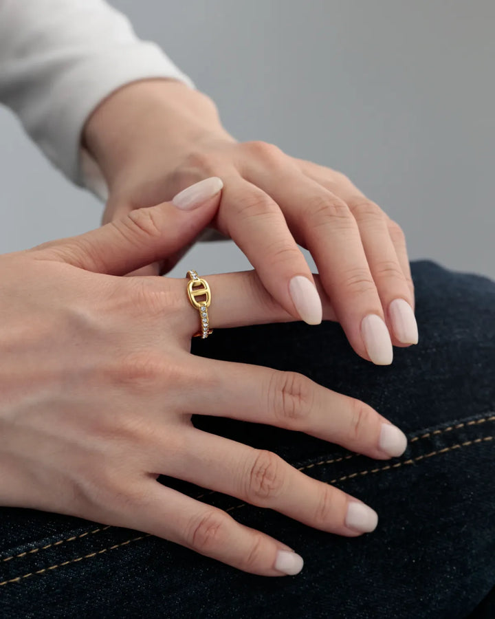 s925 zirconia anchor ring #R62
