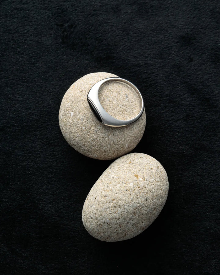 316L slim black signet ring #R64