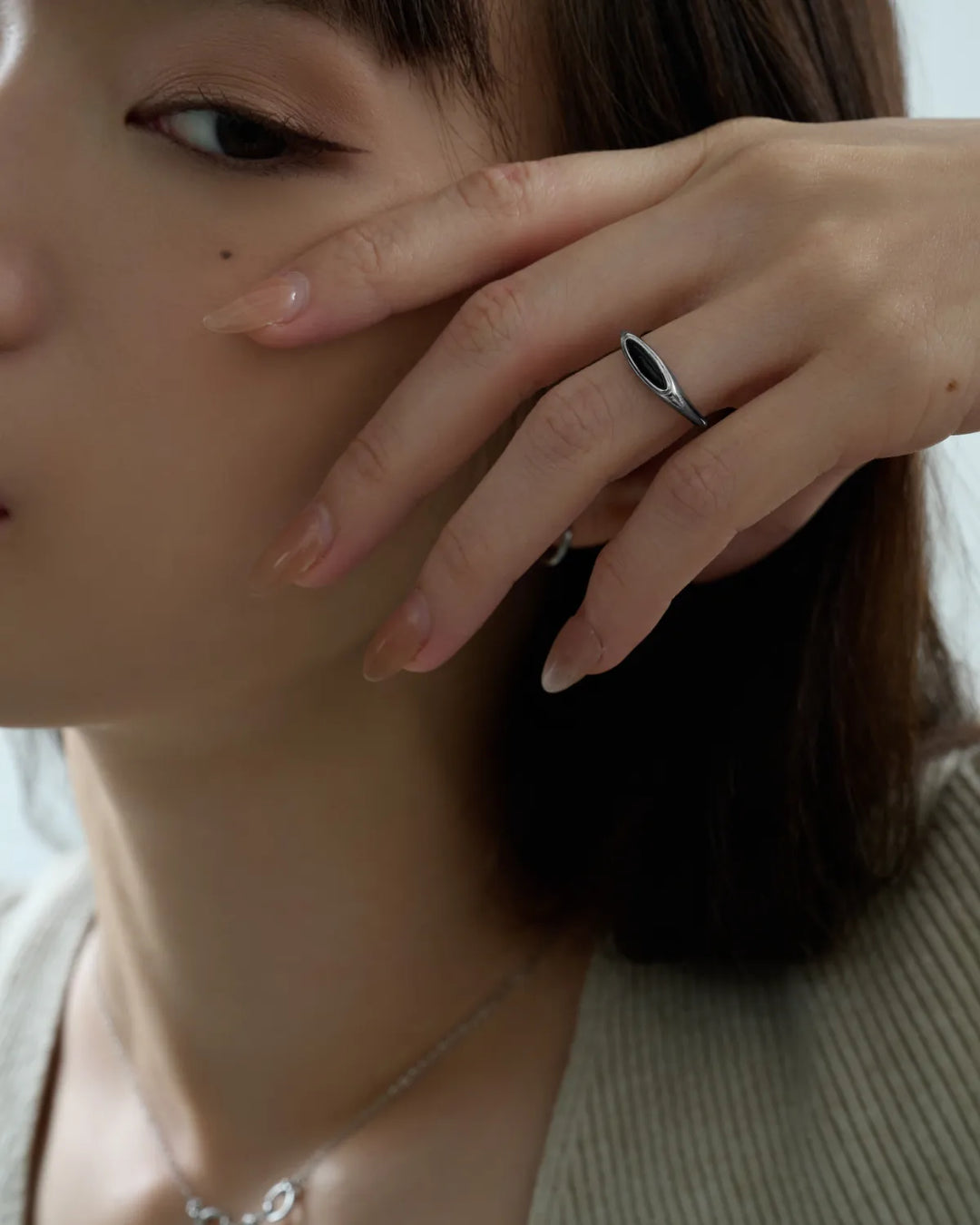 316L slim black signet ring #R64