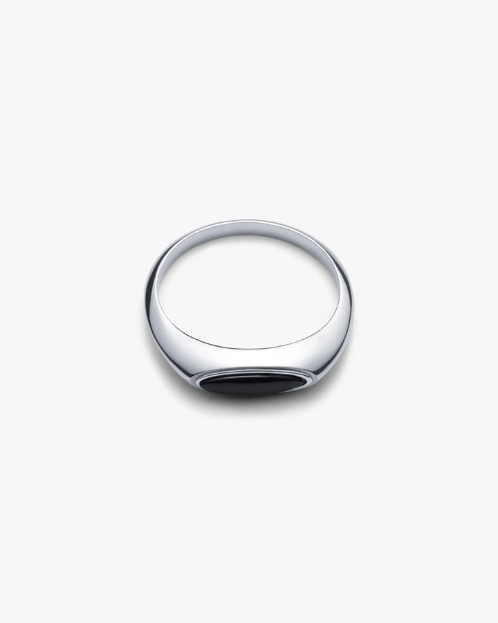 316L slim black signet ring #R64